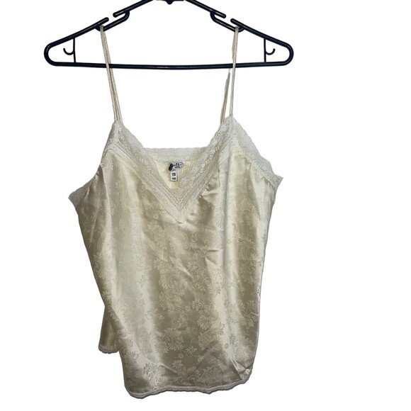 Christian Dior Tops - Christian Dior Vintage Womens Top Size Small Cream Camisole Embossed Satin Lace